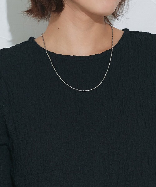 Pierrot（ピエロ）の「ふくれジャカードウエストタックトップス（Tシャツ/カットソー・レディース・ブラック/オフホワイト・L/M）」の10枚目の写真