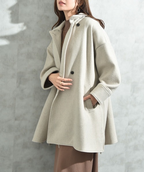 INTERPLANET（インタープラネット）の「【ＡＣＵＴＡ】軽量両面ビーバーテントコート（その他アウター・レディース・ライトベージュ/ブラック/グレー・FREE）」の5枚目の写真