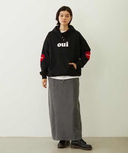 MILKFED.（ミルクフェド）の「HEART ELBOW PATCH SWEAT HOODIE（パーカー・レディース・オフホワイト/ブラック/バーガンディー・M/L）」の15枚目の写真