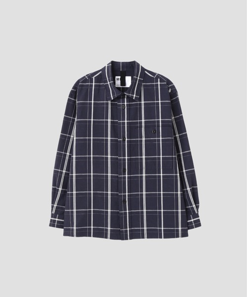 MHL.（エムエイチエル）の「GRAPHIC GRID CHECK COTTON（シャツ/ブラウス・メンズ・ネイビー・SMALL/MEDIUM/LARGE）」の4枚目の写真