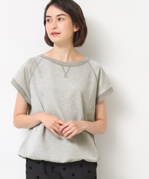 Dessin(デッサン)の「【セットアップ可・洗える】ラメ裏毛トップス(Tシャツ/カットソー・レディース・ライトベージュ/グレー・02/01)」の1枚目の写真