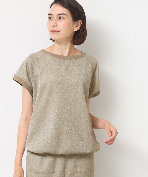 Dessin(デッサン)の「【セットアップ可・洗える】ラメ裏毛トップス(Tシャツ/カットソー・レディース・ライトベージュ/グレー・02/01)」の3枚目の写真