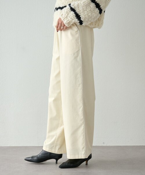 BEARDSLEY（ビアズリー）の「《15 quinze》サイドラインコーデュロイパンツ（その他パンツ・レディース・アイボリー/キャメル・FREE）」の6枚目の写真