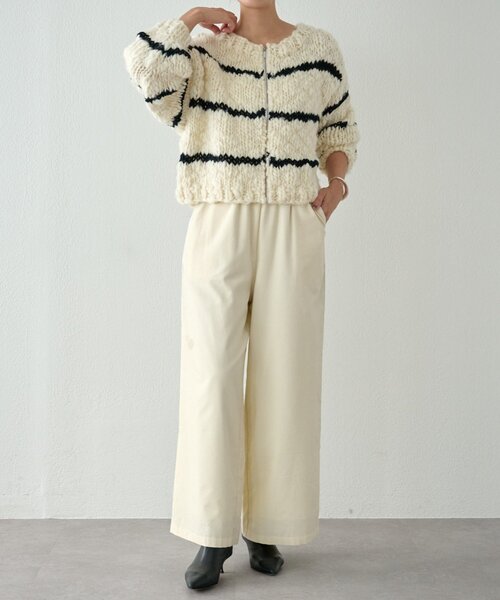 BEARDSLEY（ビアズリー）の「《15 quinze》サイドラインコーデュロイパンツ（その他パンツ・レディース・アイボリー/キャメル・FREE）」の11枚目の写真