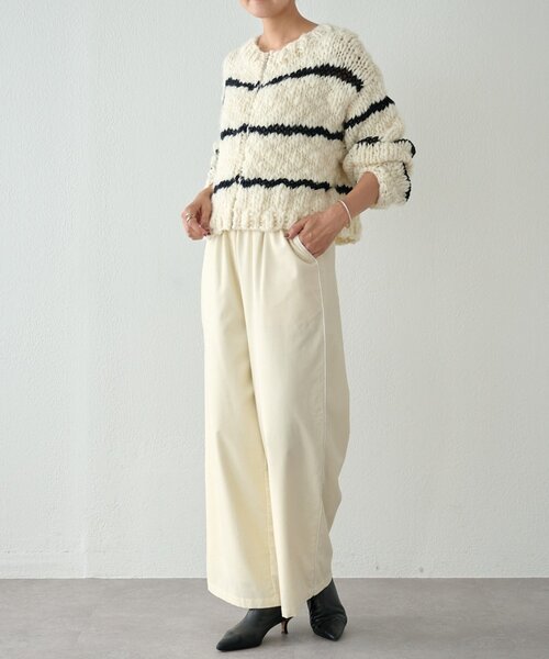 BEARDSLEY（ビアズリー）の「《15 quinze》サイドラインコーデュロイパンツ（その他パンツ・レディース・アイボリー/キャメル・FREE）」の12枚目の写真