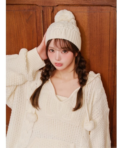 ケーブルDDロゴVネックニットフーディ（パーカー）｜Darich