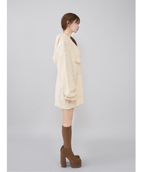 タグ付き ダーリッチ ケーブルDDロゴVネックニットフーディ Darich パーカー ケーブルDDロゴVネックニットフーディ