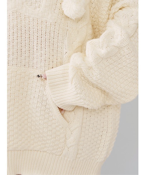 ケーブルDDロゴVネックニットフーディ（パーカー）｜Darich