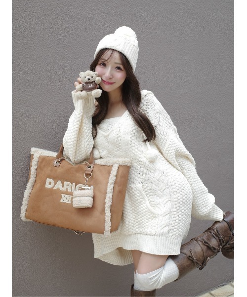 Darich モチーフニットフーディーロゴ　ニットパーカー ダーリッチ セール】DARLINGショートニットフーディ（パーカー）｜Darich