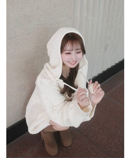 ダーリッチ 2点セット ケーブルDDロゴVネックニットフーディ ケーブルDDロゴVネックニットフーディ（パーカー）｜Darich