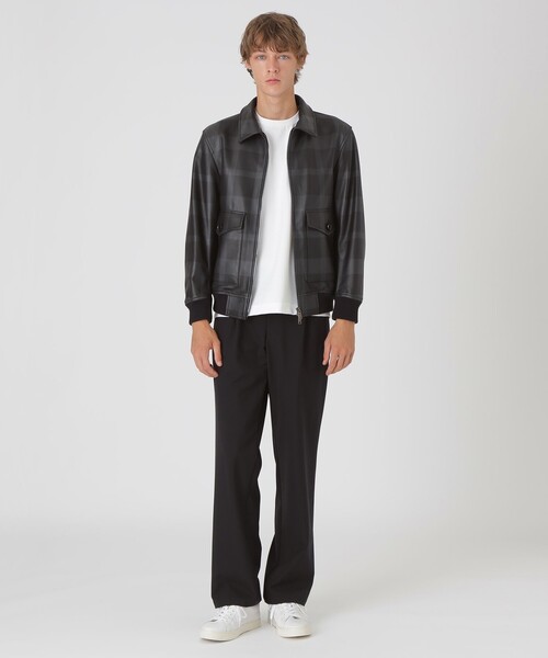 クレストブリッジチェックレザーフライトジャケット（ブルゾン