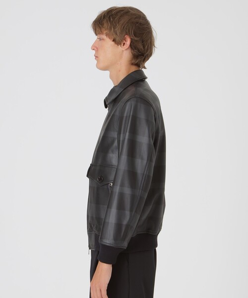 クレストブリッジチェックレザーフライトジャケット（ブルゾン