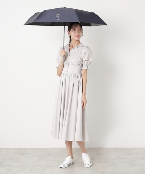 遮光100％ 晴雨兼用 折りたたみ日傘 ”デニム ポロベア