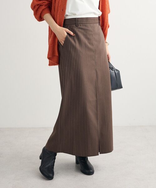 Green　Parks（グリーンパークス）の「ウエストレイヤーボックスプリーツスカート（スカート・レディース・チャコールグレー/ブラック/ブラウン・FREE）」の3枚目の写真