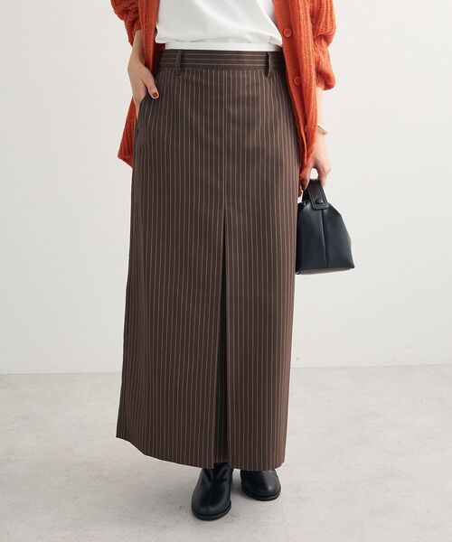 Green　Parks（グリーンパークス）の「ウエストレイヤーボックスプリーツスカート（スカート・レディース・チャコールグレー/ブラック/ブラウン・FREE）」の7枚目の写真