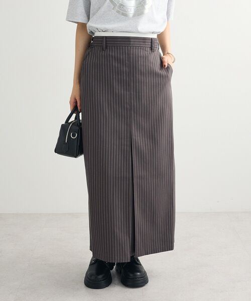 Green　Parks（グリーンパークス）の「ウエストレイヤーボックスプリーツスカート（スカート・レディース・チャコールグレー/ブラック/ブラウン・FREE）」の9枚目の写真