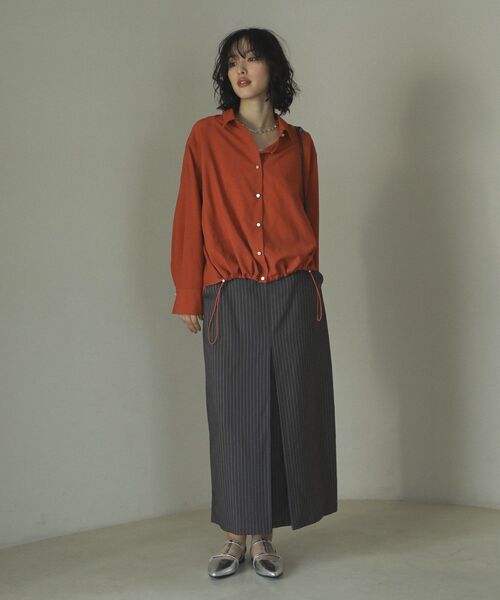 Green　Parks（グリーンパークス）の「ウエストレイヤーボックスプリーツスカート（スカート・レディース・チャコールグレー/ブラック/ブラウン・FREE）」の13枚目の写真