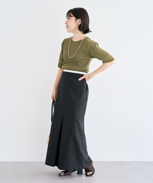 Green　Parks（グリーンパークス）の「ウエストレイヤーボックスプリーツスカート（スカート・レディース・チャコールグレー/ブラック/ブラウン・FREE）」の16枚目の写真