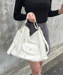 Mejoul | 【3WAY】【A4サイズ対応】大容量 フェイクレザーフラワーボタン ショルダー リュック トート(ショルダーバッグ)