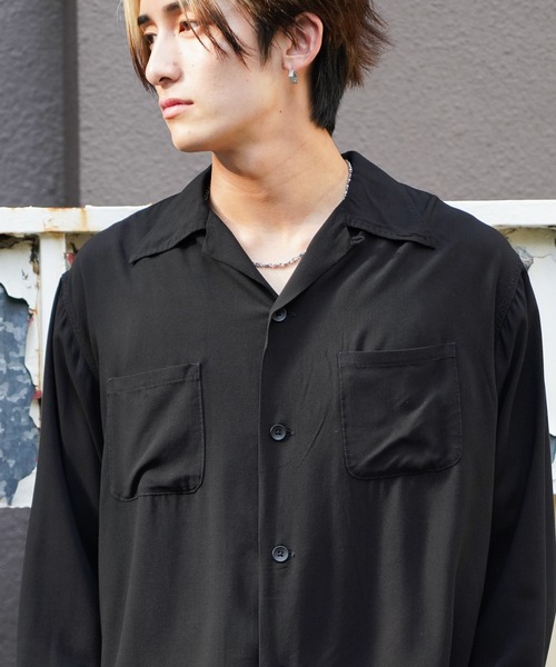 セール】TOWNCRAFT / タウンクラフト 50S BLACK LOOP COLLAR SHIRT