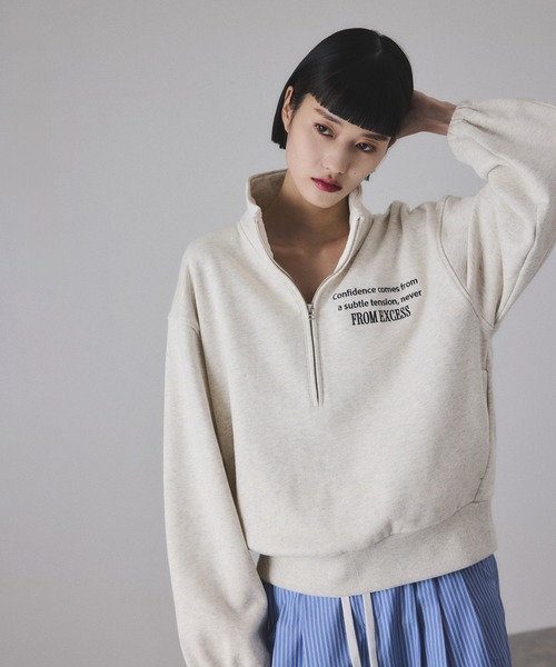 アダムエロペ　ADAM ET ROPE ハーフスリーブスウェット　アイボリー ADAM ET ROPÉ FEMME(アダム エ ロペ ファム) / 【サステナブル】ハーフ