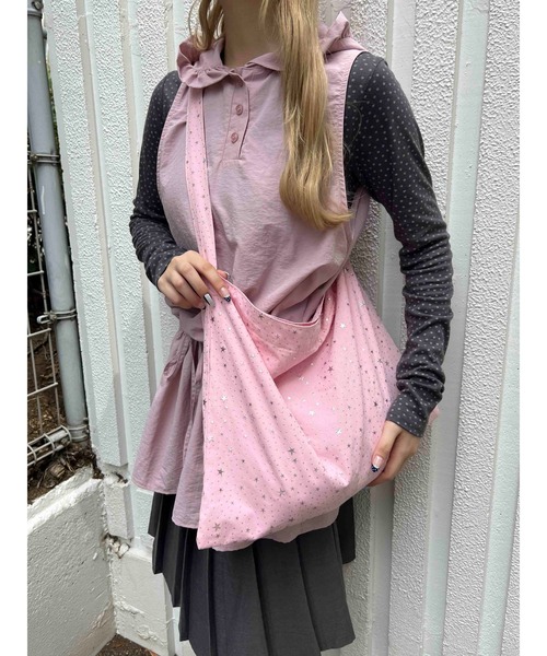 uni　BONTON 星柄トートバッグ　薄ピンク uni BONTON 星柄トートバッグ 薄ピンク uni様専用 BONTON 星柄トート