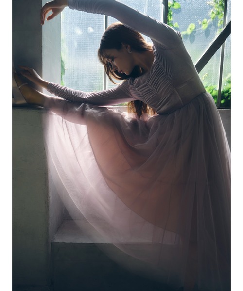 セール】【Chacott】ベロア×チュールワンピース（ワンピース