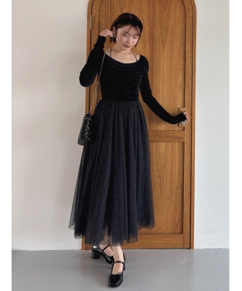 Chacott（チャコット）の「【Chacott】ベロア×チュールワンピース（ワンピース・レディース・ブラック/ホワイト/ラベンダー・1/0）」の10枚目の写真