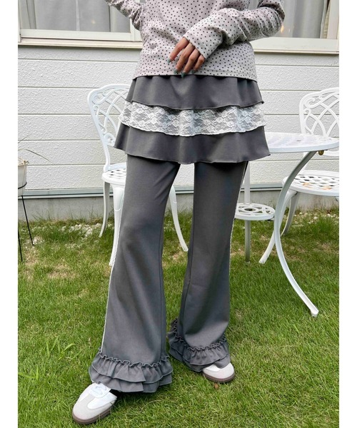 WC（ダブル シー）の「《セットアップ対応◎》スカートレイヤードトラックパンツ（その他パンツ・レディース・グレー/ブラック/ブラウン・FREE）」の8枚目の写真