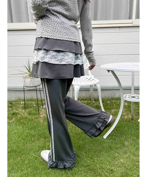 WC（ダブル シー）の「《セットアップ対応◎》スカートレイヤードトラックパンツ（その他パンツ・レディース・グレー/ブラック/ブラウン・FREE）」の13枚目の写真