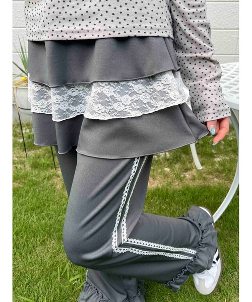 WC（ダブル シー）の「《セットアップ対応◎》スカートレイヤードトラックパンツ（その他パンツ・レディース・グレー/ブラック/ブラウン・FREE）」の10枚目の写真