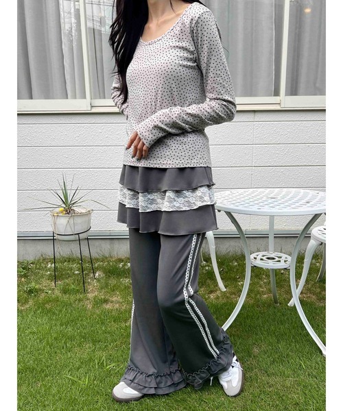 WC（ダブル シー）の「《セットアップ対応◎》スカートレイヤードトラックパンツ（その他パンツ・レディース・グレー/ブラック/ブラウン・FREE）」の11枚目の写真