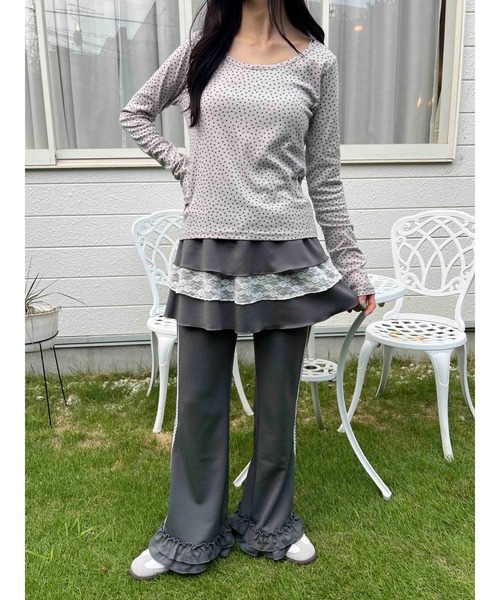 WC（ダブル シー）の「《セットアップ対応◎》スカートレイヤードトラックパンツ（その他パンツ・レディース・グレー/ブラック/ブラウン・FREE）」の12枚目の写真