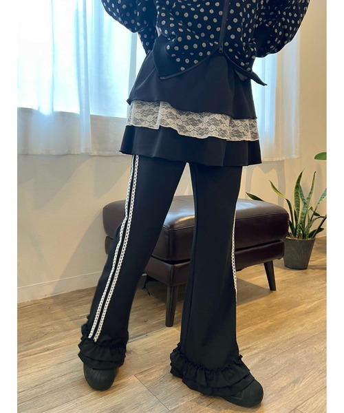 WC（ダブル シー）の「《セットアップ対応◎》スカートレイヤードトラックパンツ（その他パンツ・レディース・グレー/ブラック/ブラウン・FREE）」の4枚目の写真