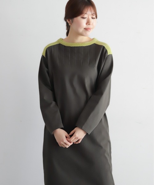 NOMBRE IMPAIR(ノンブルアンペール)の「モール天竺コンビ サドルショルダーワンピース(ワンピース・レディース・オリーブ/ブラック・FREE)」の12枚目の写真