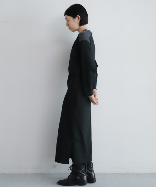 NOMBRE IMPAIR(ノンブルアンペール)の「モール天竺コンビ サドルショルダーワンピース(ワンピース・レディース・オリーブ/ブラック・FREE)」の15枚目の写真