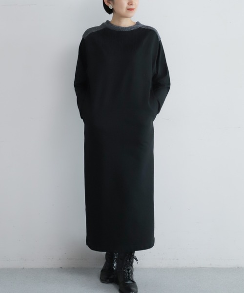 NOMBRE IMPAIR(ノンブルアンペール)の「モール天竺コンビ サドルショルダーワンピース(ワンピース・レディース・オリーブ/ブラック・FREE)」の18枚目の写真