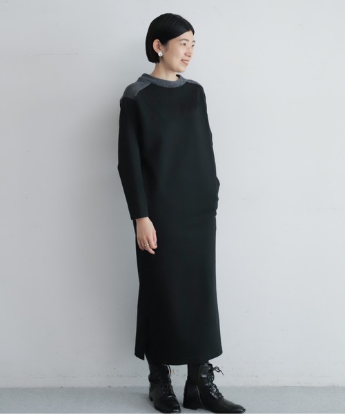 NOMBRE IMPAIR(ノンブルアンペール)の「モール天竺コンビ サドルショルダーワンピース(ワンピース・レディース・オリーブ/ブラック・FREE)」の14枚目の写真