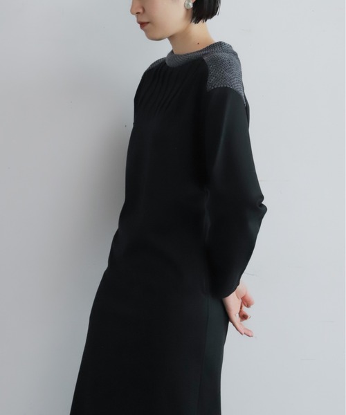 NOMBRE IMPAIR(ノンブルアンペール)の「モール天竺コンビ サドルショルダーワンピース(ワンピース・レディース・オリーブ/ブラック・FREE)」の21枚目の写真