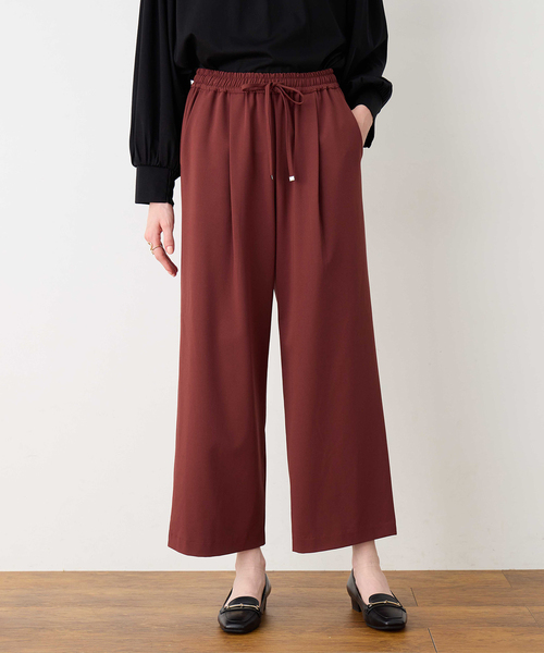 LE SOUK HOLIDAY（ルスークホリデー）の「ストレッチタックワイドパンツ【6色展開・ウエストゴム・通年素材】（その他パンツ・レディース・ワインレッド/ブラック/ピンク/オフホワイト/チャコールグレー/モカ・M/L）」の6枚目の写真