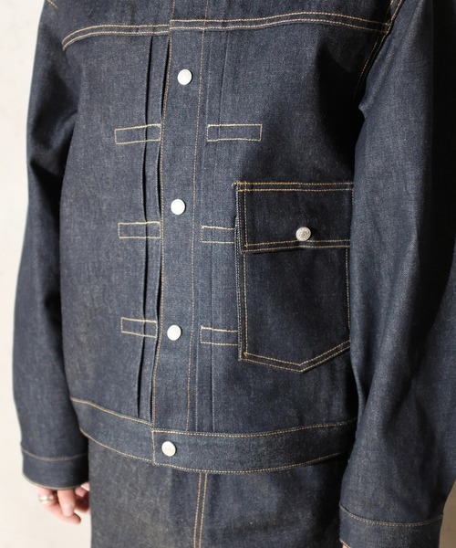 PENNEYS(ぺニーズ)の「PENNEY'S FOREMOST / ペニーズフォアモスト PLEATS JACKET 1ST RIGID リジッドデニム デニムジャケット(デニムジャケット・メンズ・インディゴブルー・44/42)」の18枚目の写真
