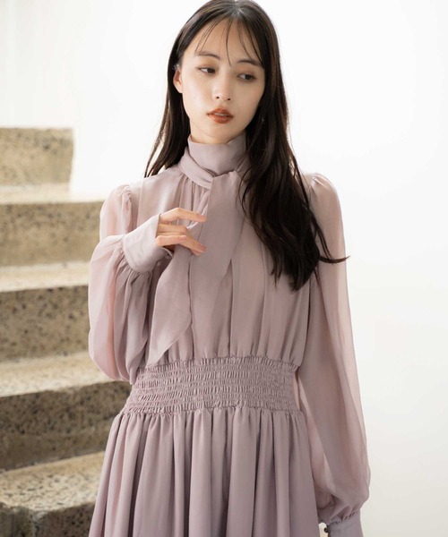 NOELA(ノエラ)の「シアーサテンコンビワンピース(ワンピース・レディース・ライトグレー/ベージュ/ブラウン・S/M)」の21枚目の写真