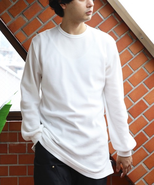 ８(eight)（エイト）の「ワッフルロング丈Tシャツ（Tシャツ/カットソー・メンズ・ホワイト/グレー/ブラック・MEDIUM/LARGE/X-LARGE）」の5枚目の写真