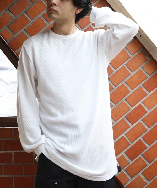 ８(eight)（エイト）の「ワッフルロング丈Tシャツ（Tシャツ/カットソー・メンズ・ホワイト/グレー/ブラック・MEDIUM/LARGE/X-LARGE）」の4枚目の写真