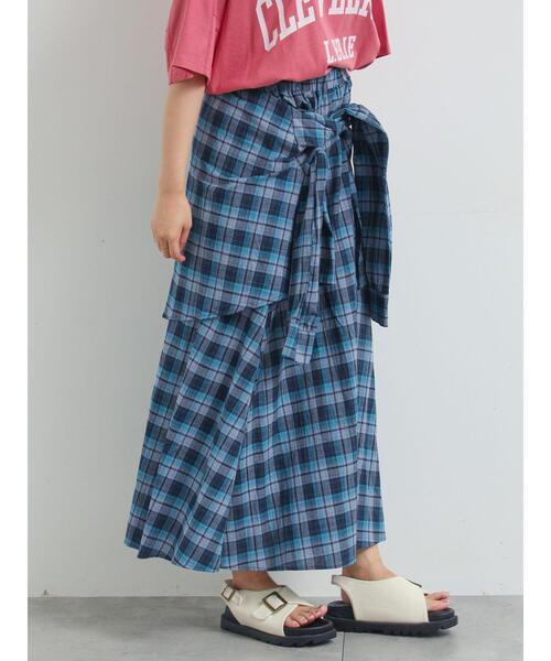 SM2(エスエムツー)の「シャツ巻き風チェックスカート(スカート・レディース・ブラック/ブラウン/レッド/ネイビー・F)」の4枚目の写真