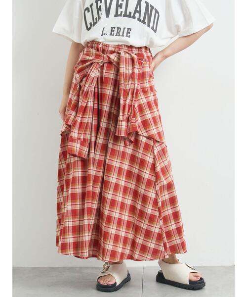 SM2(エスエムツー)の「シャツ巻き風チェックスカート(スカート・レディース・ブラック/ブラウン/レッド/ネイビー・F)」の1枚目の写真