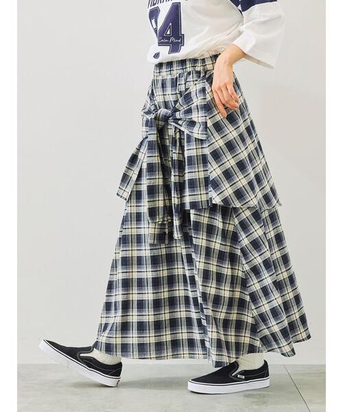 SM2(エスエムツー)の「シャツ巻き風チェックスカート(スカート・レディース・ブラック/ブラウン/レッド/ネイビー・F)」の2枚目の写真