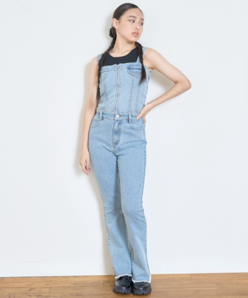 LOVETOXIC(ラブトキシック)の「【LTXC】デニム2WAYオールインワン(つなぎ/オールインワン・キッズ・ブルー/ブラック・M:150cm/L:160cm/S:140cm/130cm)」の8枚目の写真
