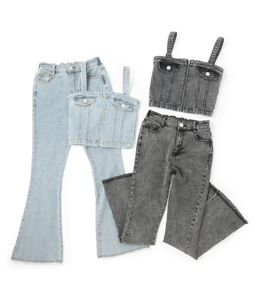 LOVETOXIC(ラブトキシック)の「【LTXC】デニム2WAYオールインワン(つなぎ/オールインワン・キッズ・ブルー/ブラック・M:150cm/L:160cm/S:140cm/130cm)」の5枚目の写真