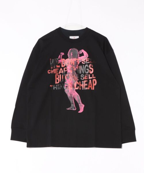 ｵｰｶﾞﾆｯｸｺｯﾄﾝ天竺Body Builder Print L/SﾋﾞｰﾌｨｰTｼｬﾂ（Tシャツ